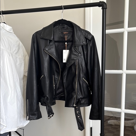 Quince 100% Leather Motorcycle Jacket in Black Size XL - Picture 5 of 9